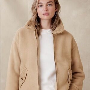 Tan Sherpa Bomber Jacket